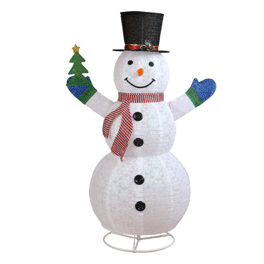 1.7M Lighted Snowman Holding Small Tree Christmas Yard Decorations, Pre-lit Pull Up Snowman with 200 Warm White LEDs, for Xmas Outdoor Holiday Indoor Decor Lighted Holiday Displays, White