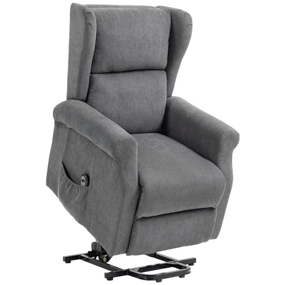 HOMCOM Power Lift Chair, Fabric Recliner Armchair w/ Remote Charcoal Grey
