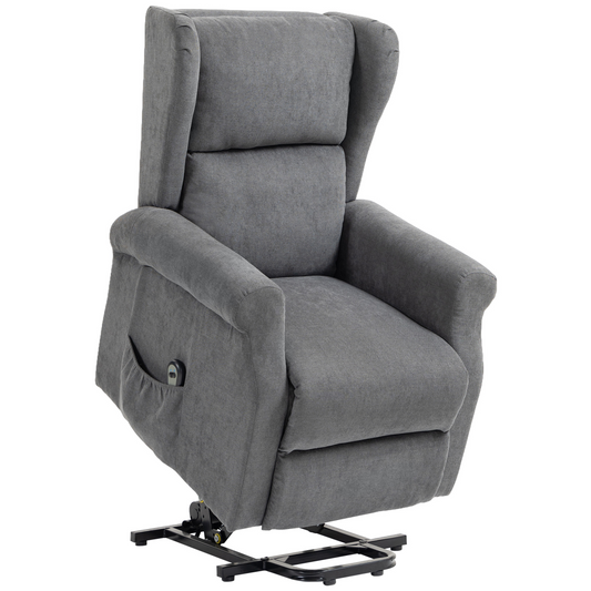 HOMCOM Power Lift Chair, Fabric Recliner Armchair w/ Remote Charcoal Grey