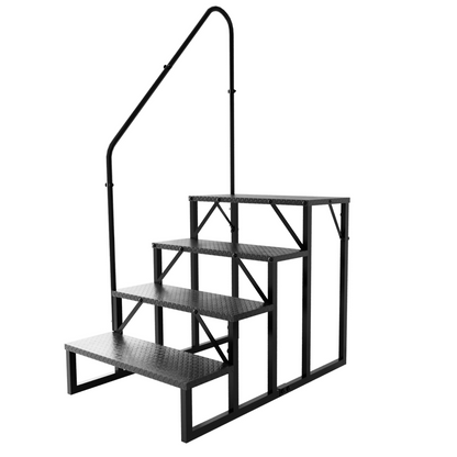RV Step Stool, 4 Step Ladder, Hot Tub Steps with Handrail, Portable Pool Ladder, 660Lbs Heavy Duty Ladder Shelf Outdoor Mobile Home Stairs for Camper/Porch/SPA Pool/Pet Stairs