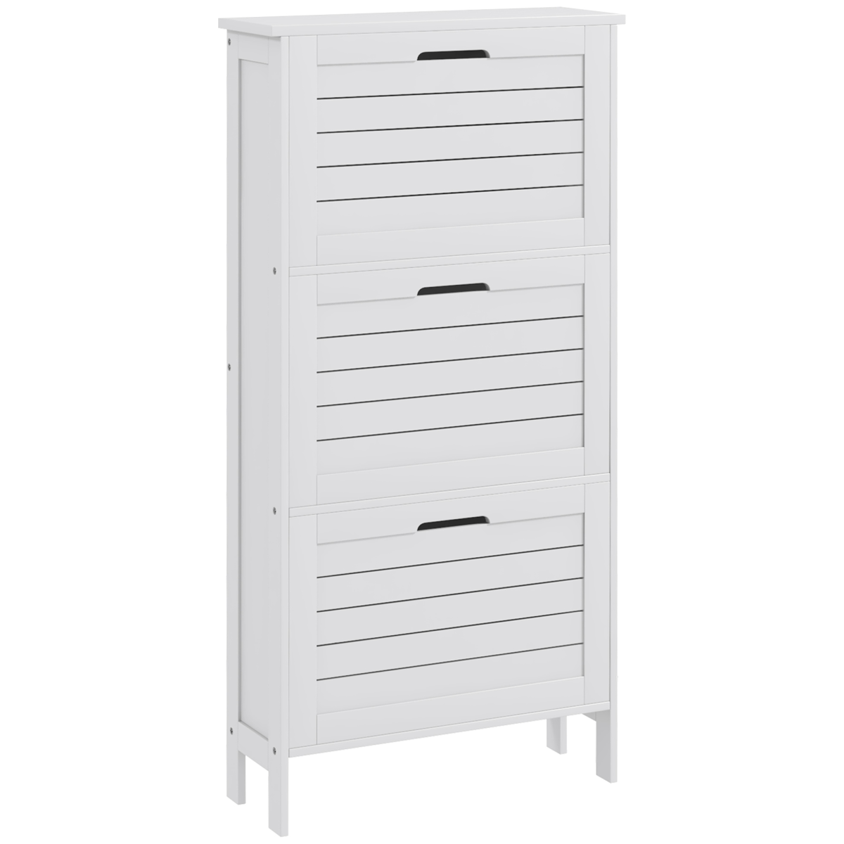 HOMCOM Narrow Shoe Storage Cabinet with 3 Flip Drawers, White