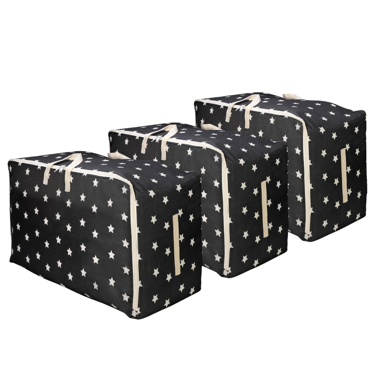 VINSANI 3pc STORAGE BAGS BLACK STAR MEDIUM 0000342