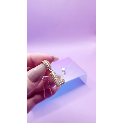 Crystal Initial Necklace Letter L
