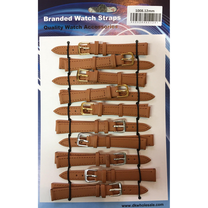Leather Brown Tan Watch Straps Pk10 10mm 1008
