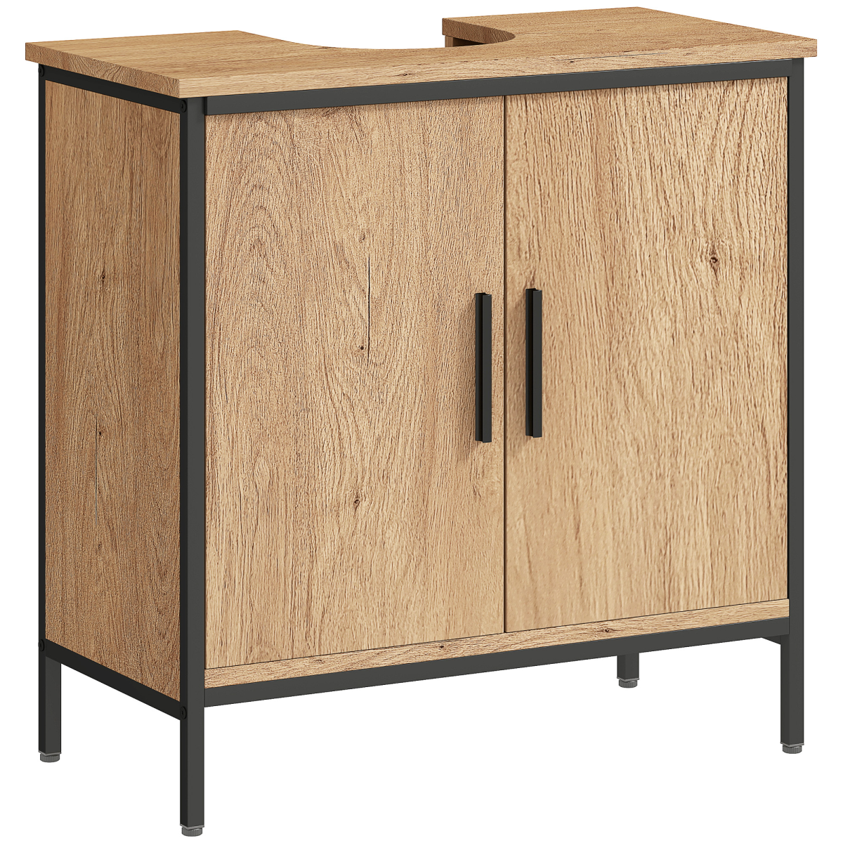 HOMCOM Under Sink Cabinet with Doors for Basin without or with Pedestal Oak