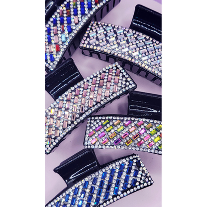 Mirrored Oblong Mini Hair Clamps Pack of 12