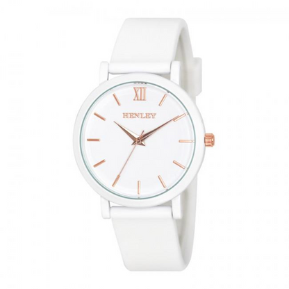 Henley Ladies Coloured Case Silicone Sports Watch White H06178.4
