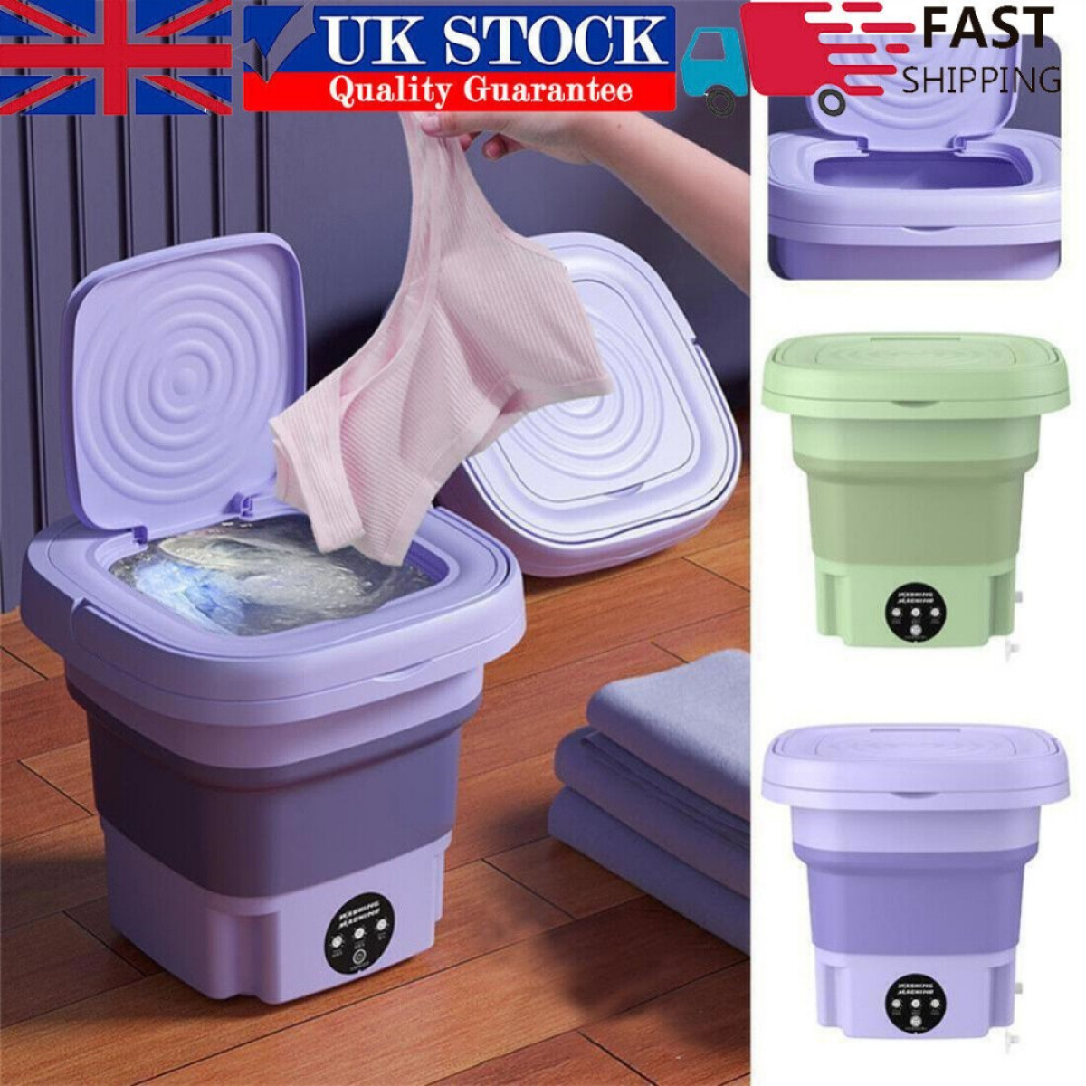 8L Portable Washing Machine Mini Washer Foldable Washer and Spin Dryer Travel UK Purple