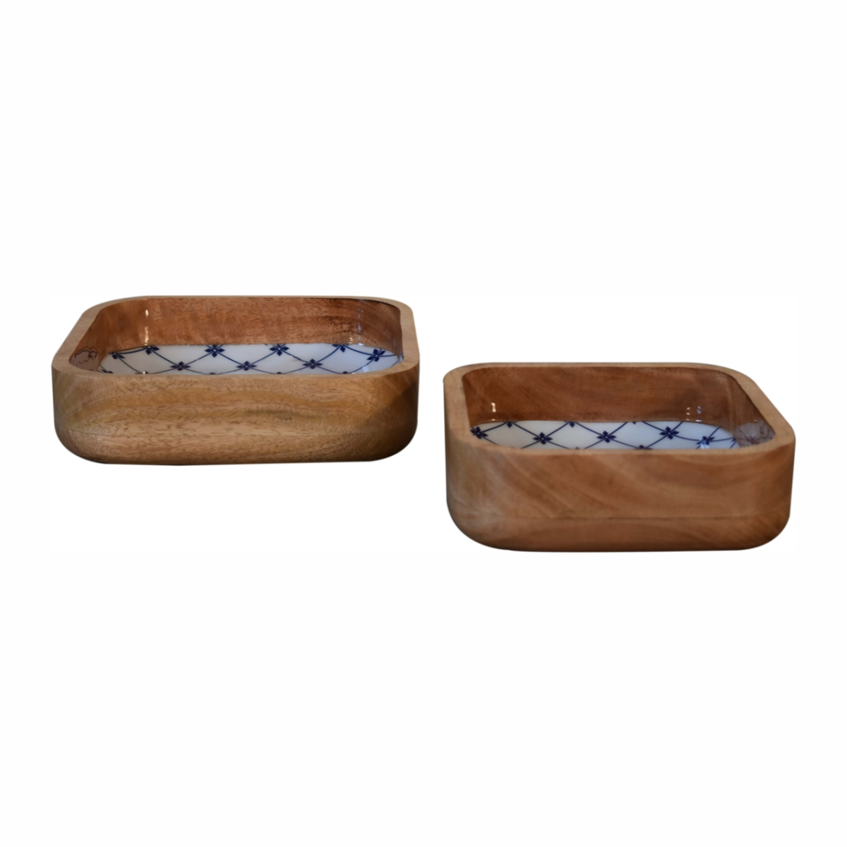 Artisan Furniture Serveware - Blue and White Square Bowl Set of 2