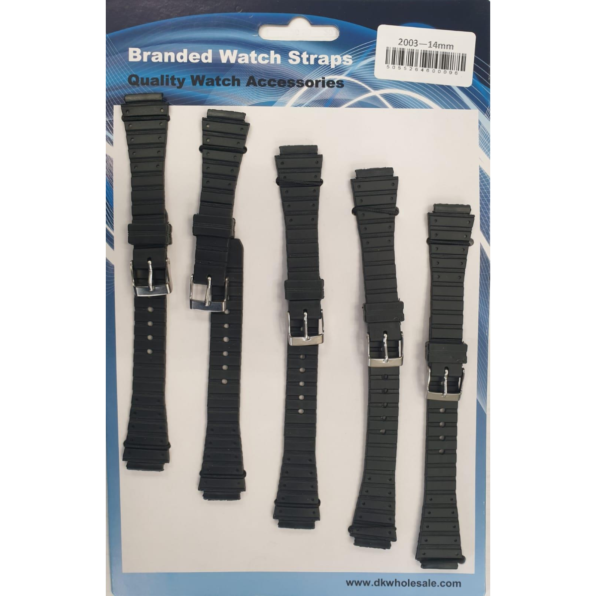 2003 5PK BLACK PU WATCH STRAPS 14mm