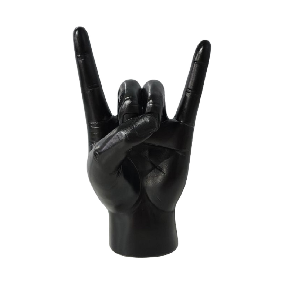 Resin Rock n Roll Hand Gesture Sculpture, Black and Gold Figurine for Home Decor Statue Gift