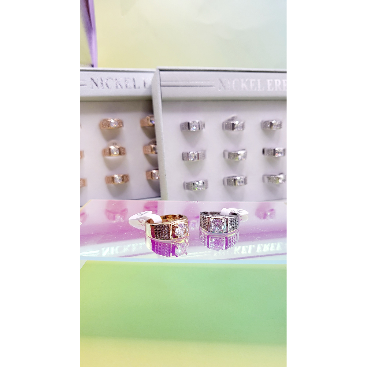 Men's Iced Out Crystal Box Set of 12 Rings