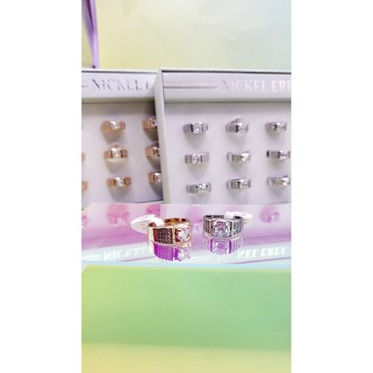 Men's Iced Out Crystal Box Set of 12 Rings