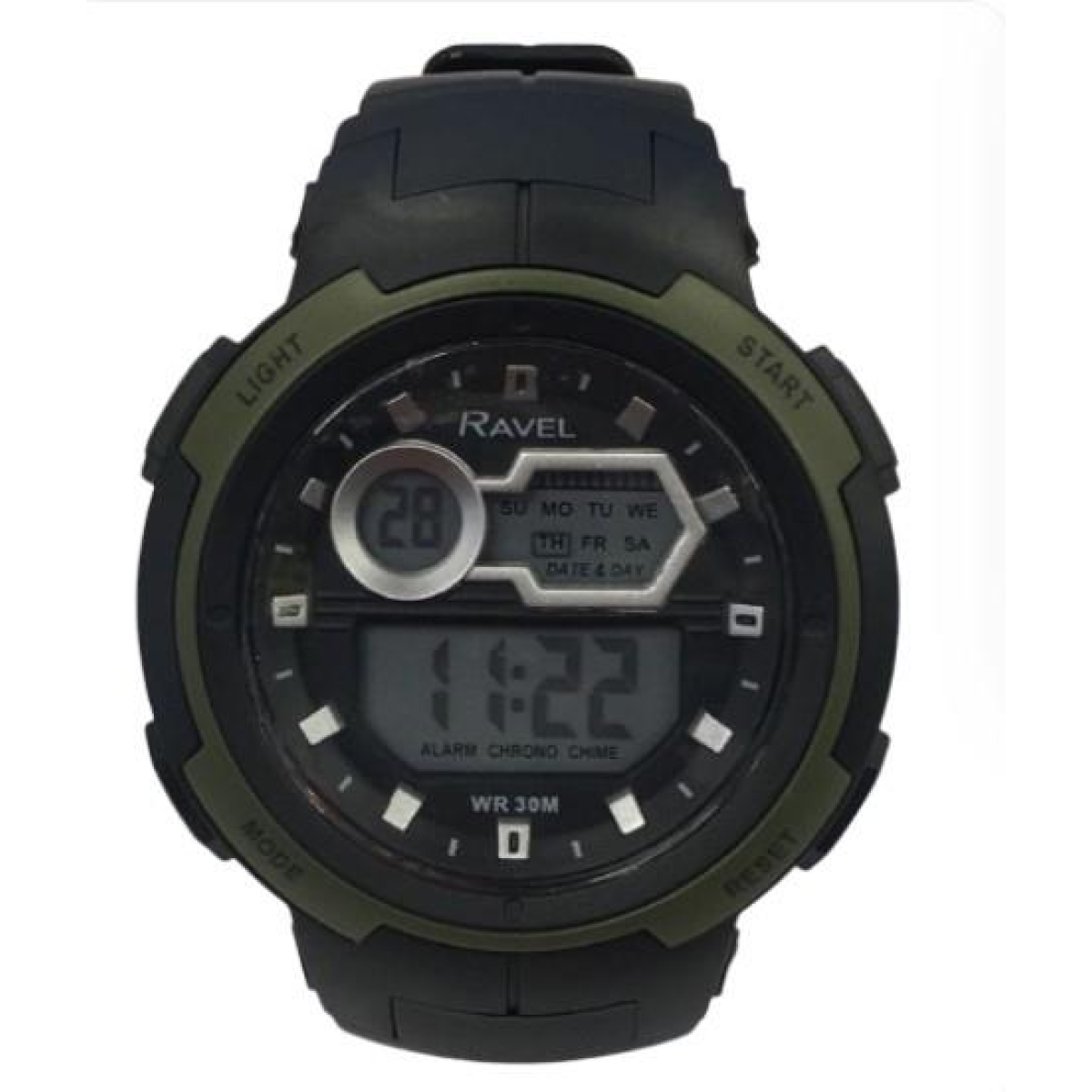 Ravel Mens 3ATM Digital Sports Green/Black Watch RDG.14.38