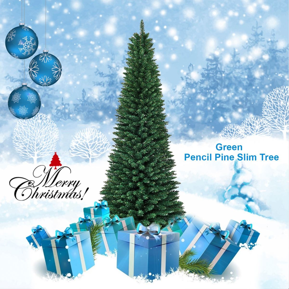 7FT SLIM PENCIL GREEN  ARTIFICIAL TREE