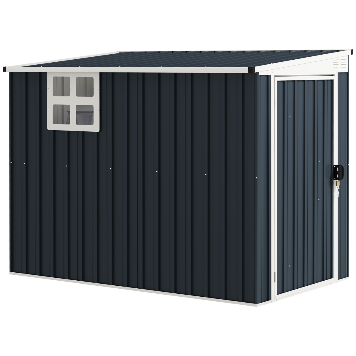 Outsunny 7.6 x 4ft Outdoor Garden Storage Shed with Window, Dark Grey