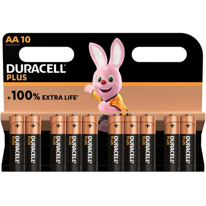 Duracell Plus MN1500+ AA Alkaline Batteries 10 Per Card- Box of 12