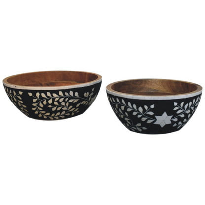 Artisan Furniture Serveware - Floral Resin Inlay Bowl Set