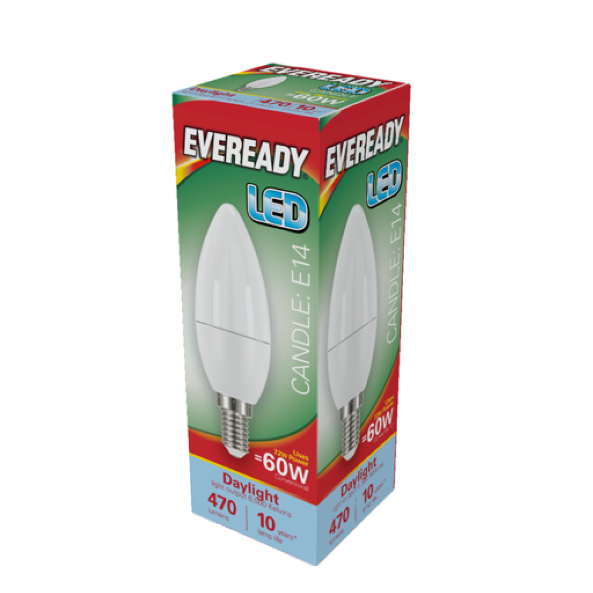 Eveready S17380 LED Candle Bulb 60w E14 (SES) 806lm 7.3W Daylight (Pack of 5)