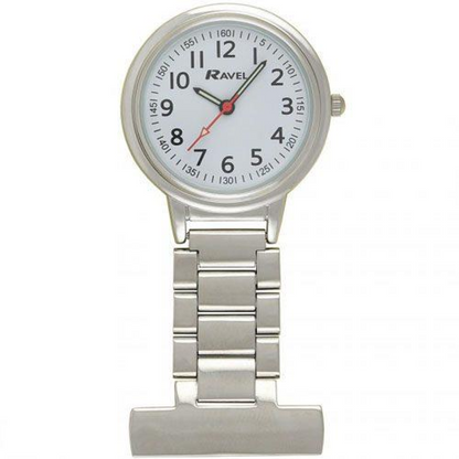 Ravel Easy-Read Nurse White Dial Silver Tone Fob Watch -  R1101.10