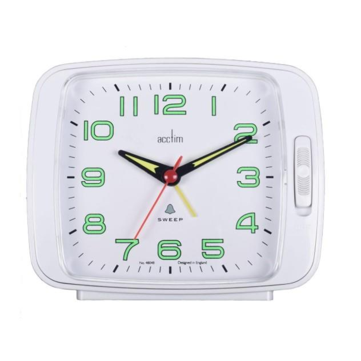 Acctim Ada Luminous tipped hands and numbers with Snooze White Alarm Clock 15702