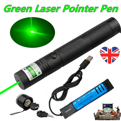 Rechargeable 532nm Visible Beam Light Laser Green Laser Pointer Pen +Battery+USB Charger Set