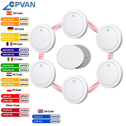 CPVAN Interconnect Smoke Detector Networked Wireless Fire Alarm Home Security protection EN14604 85dB 10Year Battery Smoke Alarm