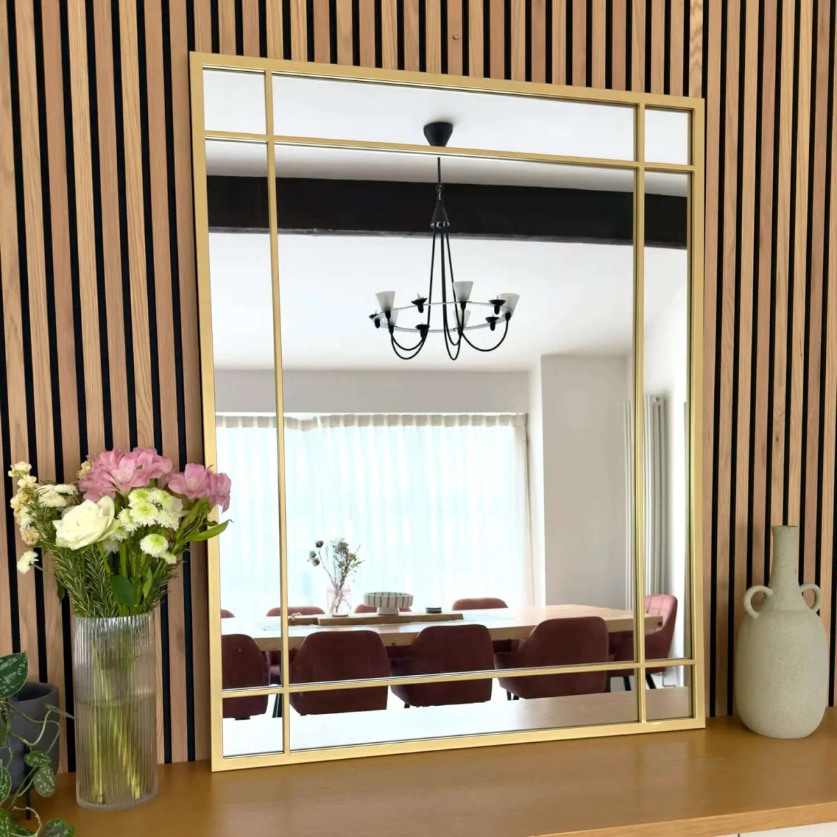 Aimi - Gold Metal Rectangle Window Mirror - 95cm x 120cm.