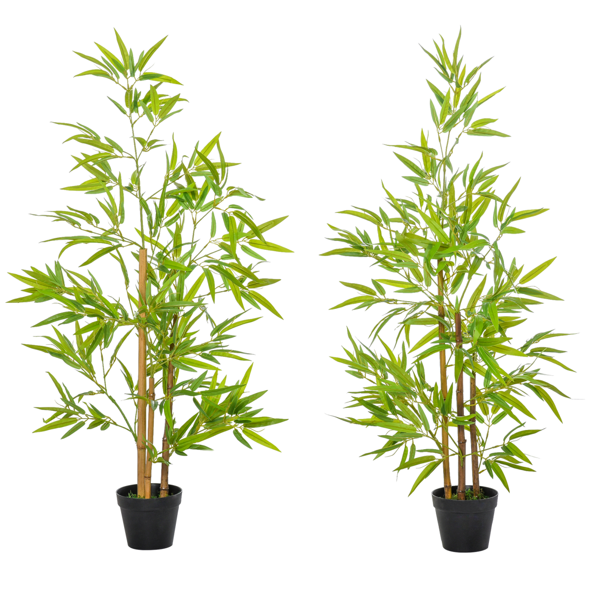 Outsunny Set of 2 120cm/4FT Artificial Bamboo Trees Plant w/ Pot Indoor