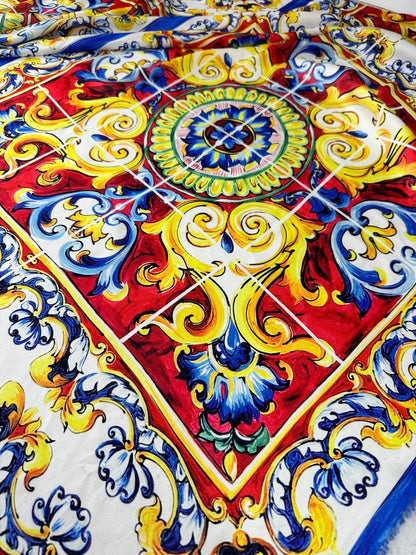 Majolica Pattern Luxury Fabric