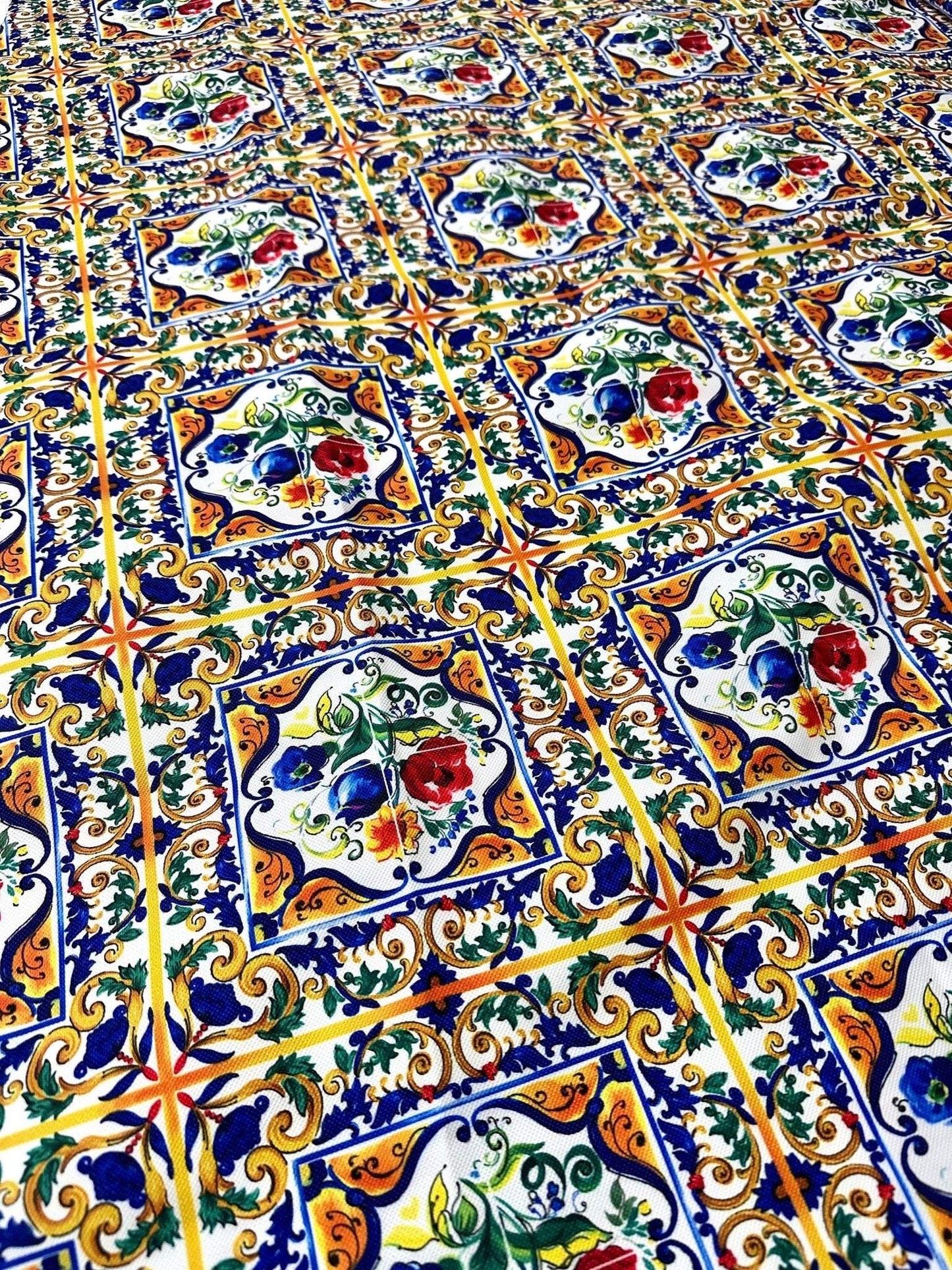 Majolica Pattern Luxury Fabric – Custom Printed Fabric, Choose Material by Metre