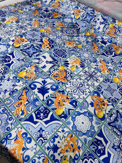 Majolica Lemons Luxury Fabric