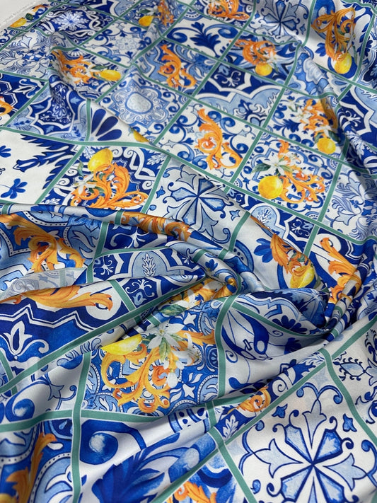 Majolica Lemons Luxury Fabric