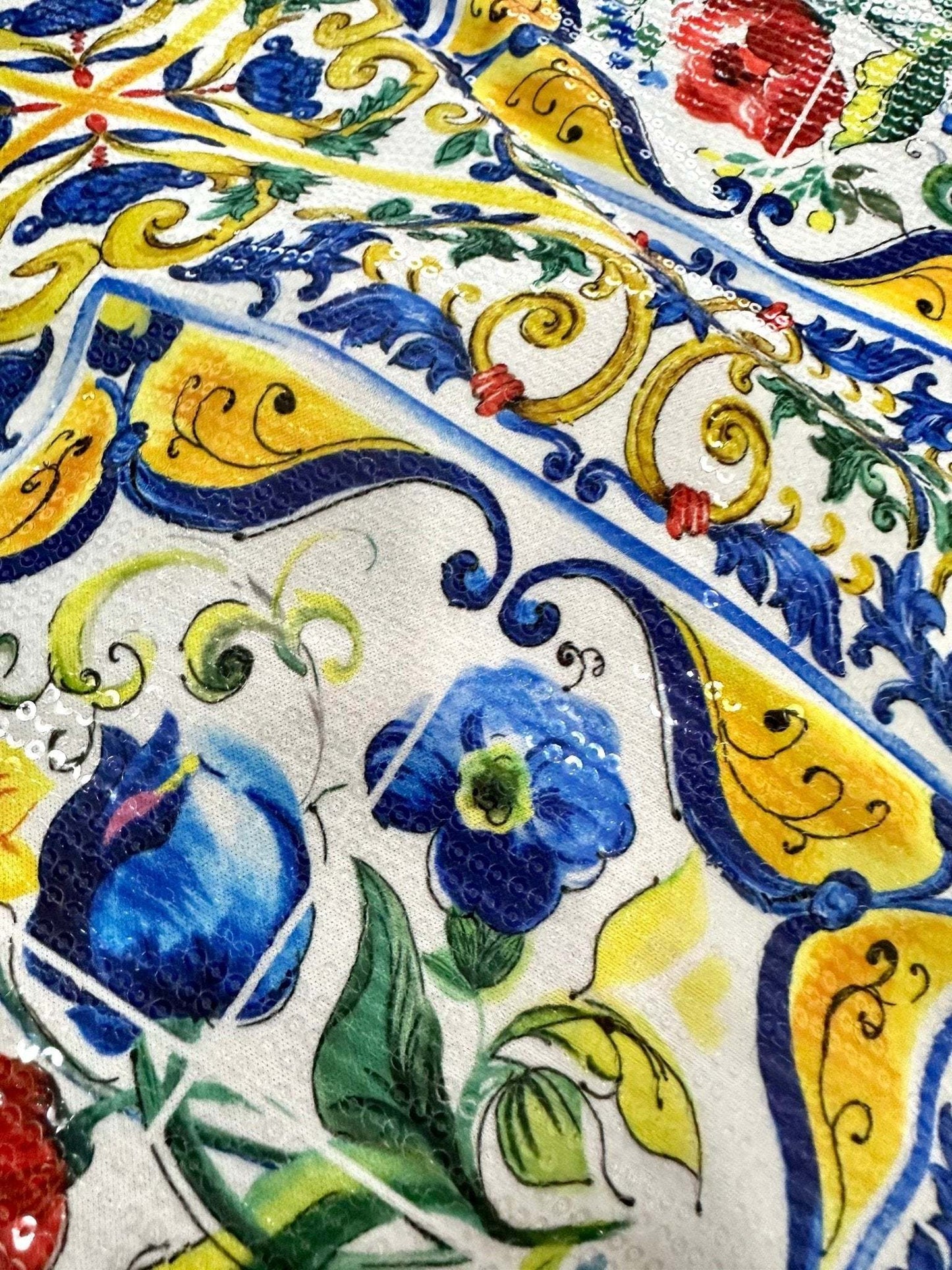 Majolica Pattern Sequin Fabric