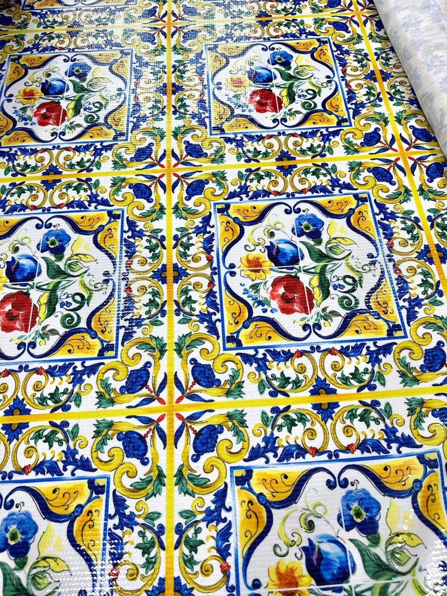 Majolica Pattern Sequin Fabric