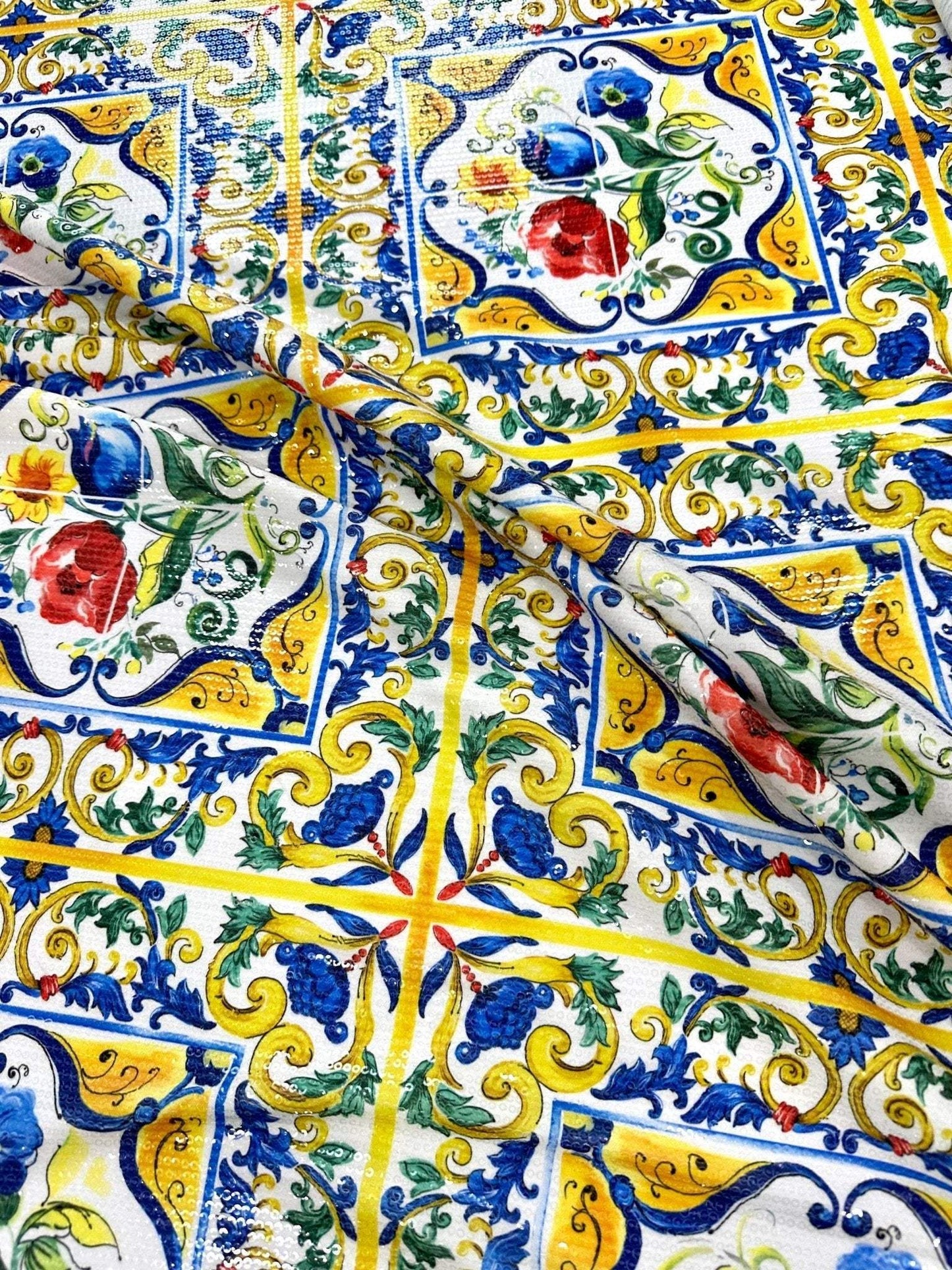 Majolica Pattern Sequin Fabric