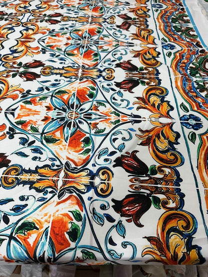 Majolica Pattern Fabric – Fabric by Metre, Multiple Options for Sewing & Dressmaking