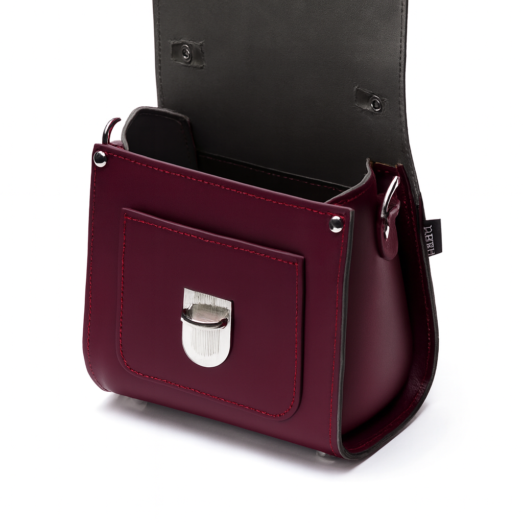 Handmade Leather Sugarcube Handbag - Marsala Red