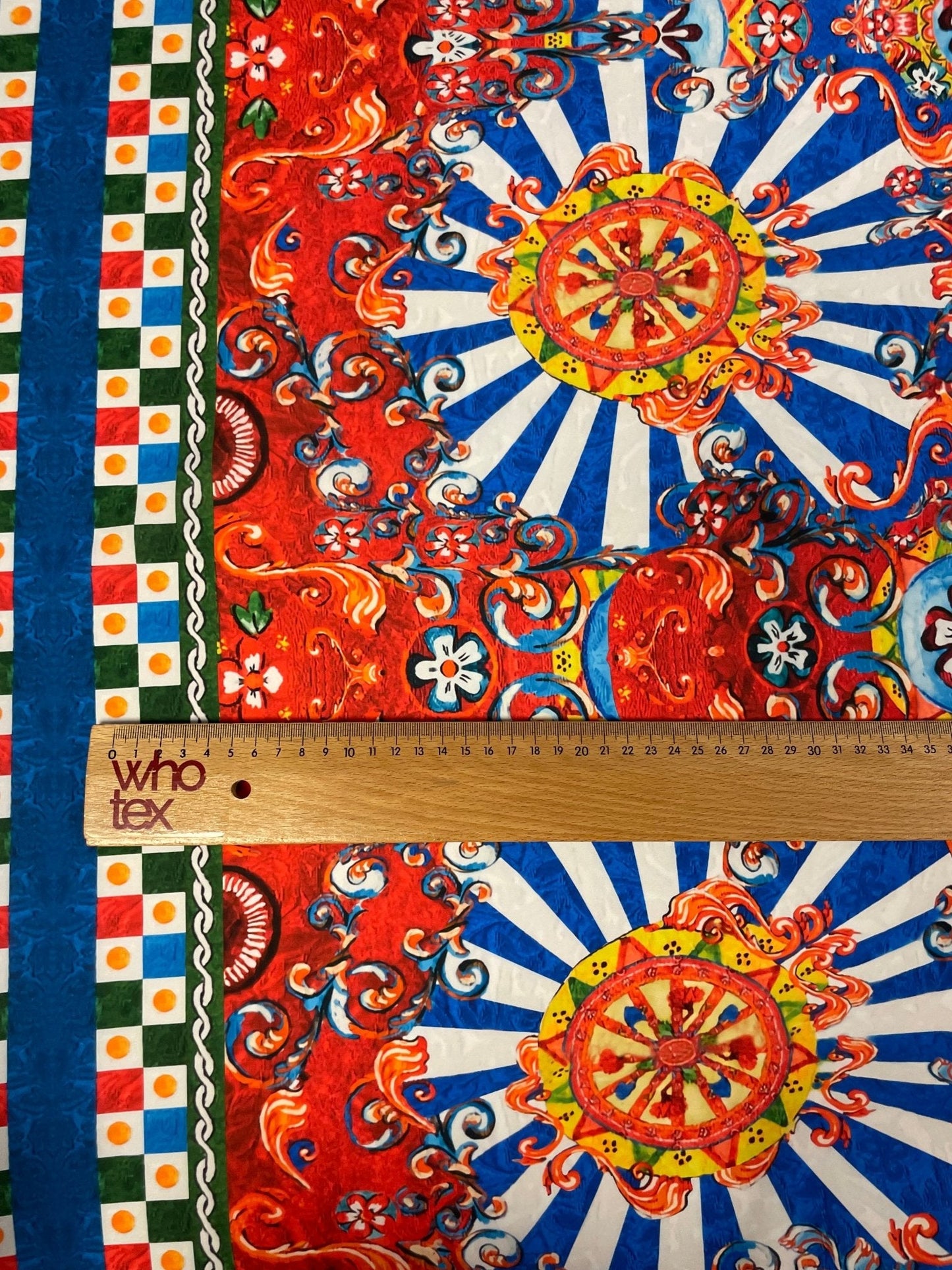 Mediterranean Carnival Print Crepe Fabric by the Metre – Vibrant Style