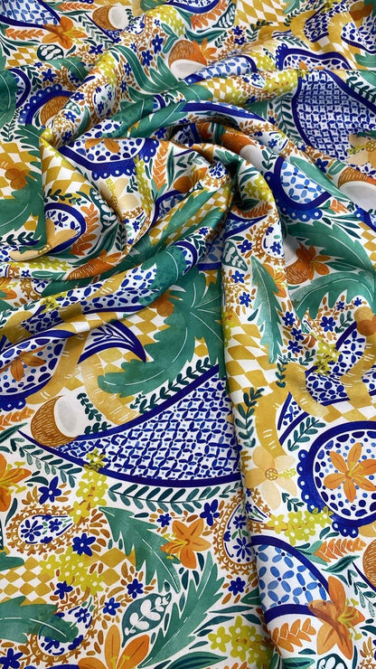 Mediterranean Tile Print Fabric