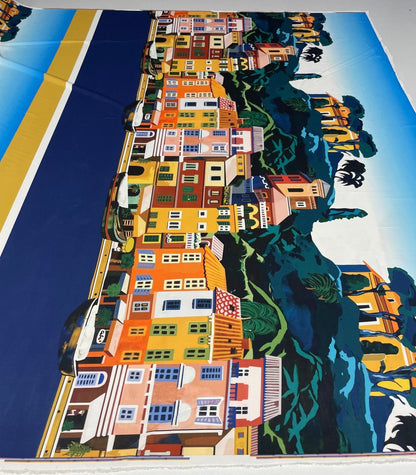 Mediterranean Village Crepe Fabric by the Metre – Colourful