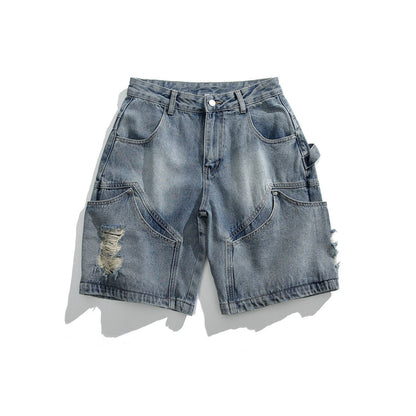 Men’s Denim Shorts - Multi-Pocket Ripped