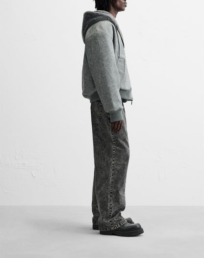 Men's Double-Sided Faux Leather Hooded Bomber Jacket