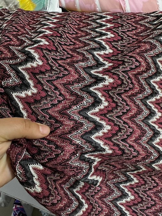 Bordeaux Zigzag Mesh Knit Jersey Fabric