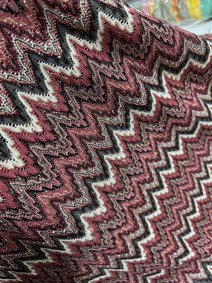 Bordeaux Zigzag Mesh Knit Jersey Fabric