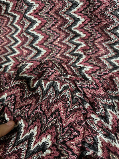 Bordeaux Zigzag Mesh Knit Jersey Fabric