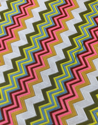 Multicolor Zigzag Knit Jersey Mesh Fabric for Crafting and Apparel
