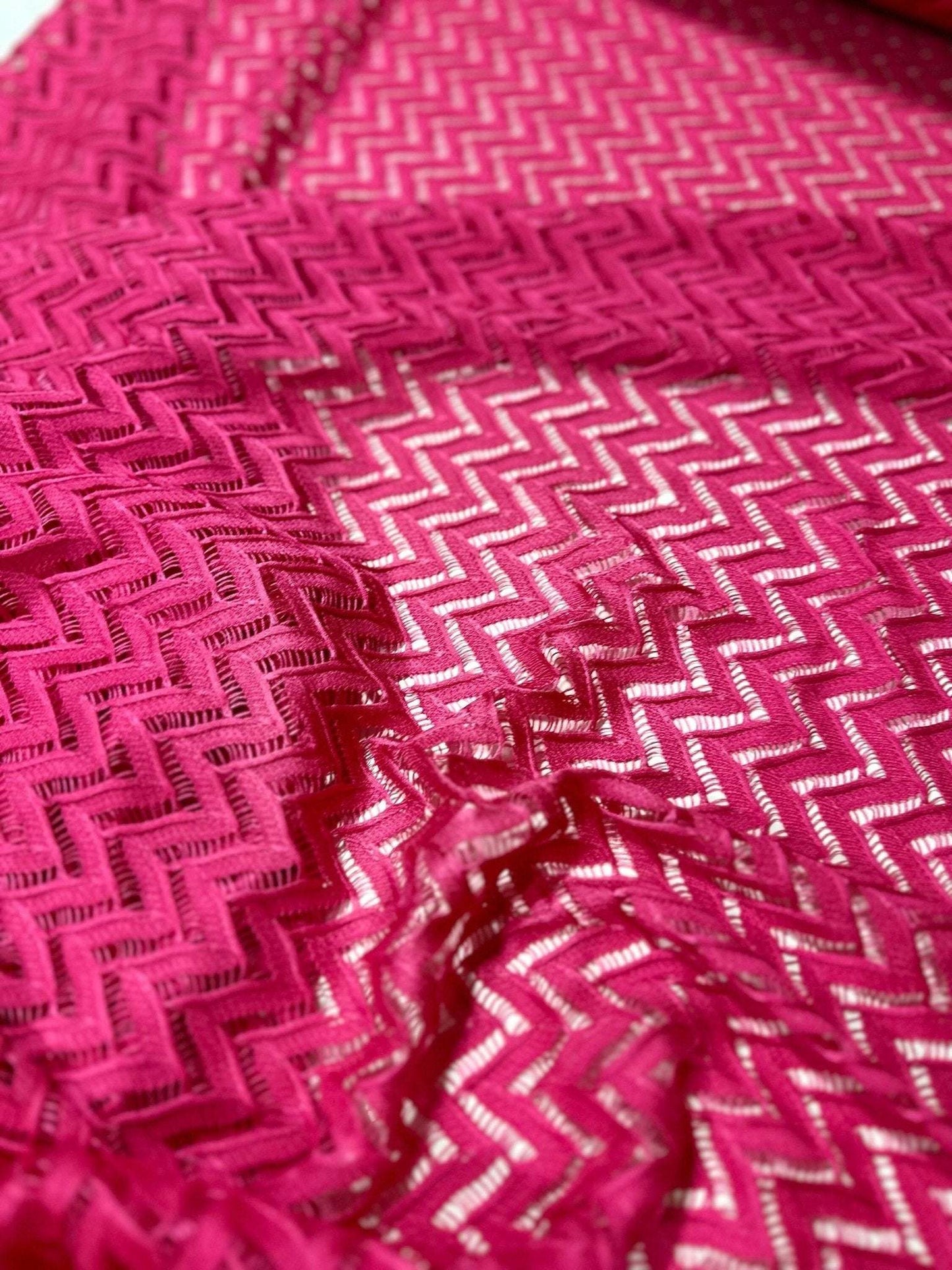 Zigzag Knit Jersey Fabric - Pink Mesh Fabric for Crafting and Sewing