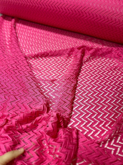 Zigzag Knit Jersey Fabric - Pink Mesh Fabric for Crafting and Sewing