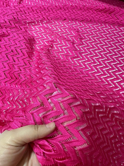 Zigzag Knit Jersey Fabric - Pink Mesh Fabric for Crafting and Sewing